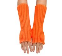 Generisch Caldi guanti a mezze dita da donna, invernali, con design a righe lunghe, in lana, multicolore, effetto vernice normale