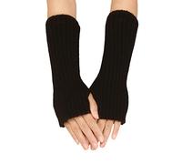 Generisch Caldi guanti a mezze dita da donna, invernali, con design a righe lunghe, in lana, multicolore, effetto vernice normale