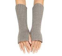Generisch Caldi guanti a mezze dita da donna, invernali, con design a righe lunghe, in lana, multicolore, effetto vernice normale
