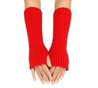 Generisch Caldi guanti a mezze dita da donna, invernali, con design a righe lunghe, in lana, multicolore, effetto vernice normale
