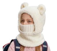 Generisch Caldo berretto - Design 3D con orecchie d'orso invernale con maschera per il viso, per le giornate fredde con protezione del viso, per bambini, ragazze, ragazzi, viaggi, sci, escursionismo
