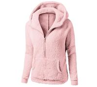 Generisch Caldo maglione in pile con cerniera per l'inverno, morbido e casual, per un maggiore comfort e stile quando fa freddo, Colore: rosso, L