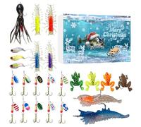 Generisch Calendario 'Avvento con esche da - 24 giorni 'Avvento fino a Natale - Set di da - per ruscello lago fiume trota pesce persico uomo padre ragazzi pescatore calze