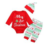 Generisch Calendario dell'Avvento per bambini, topo, infantile, ragazzo, set pigiama di Natale, pagliaccetto, pantaloni, cappello, abbigliamento morbido, accappatoio per bambini (rosso, 3-6 mesi)