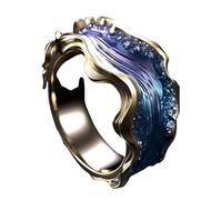 Generisch Calendula piante regolabili, il battito del cuore dell'anello marino, anello oceano, perla, zircone intarsiato, anello ispiratore, amicizia ispiratrice, gioielli oceano, regalo coppia di