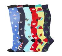 Generisch Calze al ginocchio da donna in cotone sottile, comfort e traspirabilità, alla moda, calze a compressione, per uomo e donna, per sport, corsa, viaggi in aereo, ciclismo