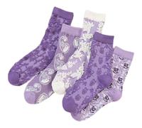 Generisch Calze Argento À Motif Pour Femmes Adolescentes Filles Fleurs À Volants Chaussettes Fantaisie En Coton Calza Abito, Lilla, Taglia unica