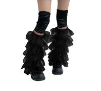 Generisch Calze autoreggenti da donna, fantasia gotica, scaldamuscoli per gamba, calze a costine, per ragazze al ginocchio, Nero , Taglia unica