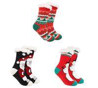 Generisch Calze autoreggenti opache nere a righe, per interni, spesse, calde, in pile, A*1+B*1+C*1, Taglia unica