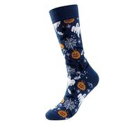 Generisch Calze Dirndl bianche Novelty Halloween Pumpkin Bat Socks Long Cotton Socks Caso Stocking Happy Halloween For Adult Men Women Calze Bastone di zucchero, Blu marino, Taglia unica