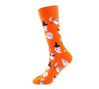Generisch Calze Dirndl bianche Novelty Halloween Pumpkin Bat Socks Long Cotton Socks Caso Stocking Happy Halloween For Adult Men Women Calze Bastone di zucchero, Colore: arancione., Taglia unica
