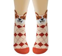 Generisch Calze lunghe da donna con fiocco calze di compleanno comode calze per cani calze per la salute, Colore: rosso, Taglia unica