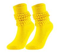 Generisch Calzini a tubetto medio alto Bubble Calzini alla moda e versatili Calzini da uomo e da donna nello stesso stile Coscia Calze alte, giallo., Taglia unica