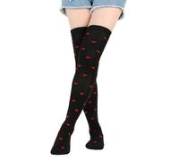 Generisch Calzini alti da uomo High Over The Knee Socks Heart Lips Pattern Long Knee High Socks for Women Calze Bambino, g, Taglia unica