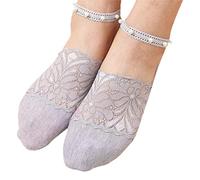 Generisch Calzini da donna con pizzo di perle, traspiranti, calzini invisibili, calzini da ballerina, calzini da uomo 39-42, grigio., Taglia unica