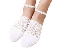 Generisch Calzini da donna con pizzo di perle, traspiranti, calzini invisibili, calzini da ballerina, calzini da uomo 39-42, bianco, Taglia unica