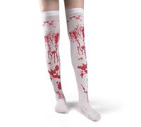 Generisch Calzini insanguinati per Halloween Infermiera Sanguinosa Calze sopra il ginocchio con schizzi di sangue Horror Cosplay Calzini spalmati di sangue Accessori per donne Carnevale., Hot Rosa-2