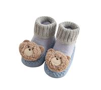 Generisch Calzini invernali per bambini, per bambini, antiscivolo, per interni, per bambini, scarpe sportive e comode, a forma di peluche, Blu, 22