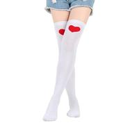 Generisch Calzini neri in cotone High Over The Knee Socks Heart Lips Pattern Long Knee High Socks for Women Calze Ragazzi, b, Taglia unica