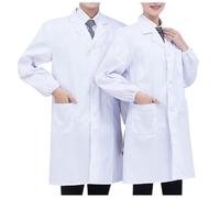 Generisch Camice da laboratorio bianco per uomo e donna, a maniche lunghe, abbigliamento professionale per studenti, medici e estetiste, abbigliamento da lavoro versatile nel settore medico, bianco