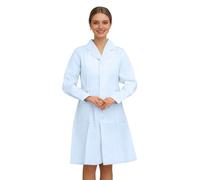 Generisch Camice professionale a maniche lunghe per clinica cosplay con colletto a risvolto e pratiche tasche oblique, Azzurro, L