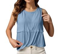 Generisch Camicetta da allattamento con maniche corte per donne incinte, morbida maglietta premaman comoda nella vita quotidiana, ideale per yoga, tempo libero, elasticizzata, facile da pulire, Blu, L