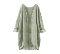Generisch Camicetta da donna oversize, cardigan da donna, sottile, lungo, con tasche e bottoni, in mussola, per il tempo libero, elegante e largo, per il tempo libero, Verde menta, XXL