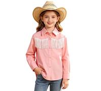 Generisch Camicetta leggera da bambina con frange, con dettagli delicati, perfetta per tutti, arricchisce il guardaroba del tuo bambino, ariosa anche per la scuola, Colore: rosa., 5-6 Anni