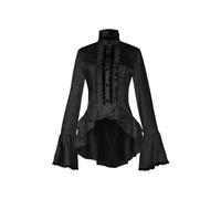 Generisch Camicetta vittoriana Gothic Pirata Camicie Gothic Lolita Camicia Camicetta Vintage Manica Lunga Loto Volant Top In Stile Vittoriano Volant Top Camicia Vittoriana Volant, Nero , M