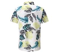 Generisch Camicette da uomo estive alla moda con design a maniche corte per la spiaggia casual, abiti primaverili come abbigliamento casual, bianco, L