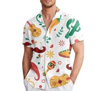 Generisch Camicia a maniche corte con stampa coniglietto pasquale per uomini attenti allo stile nel look casual, bianco-C., XL