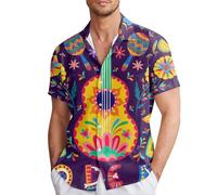 Generisch Camicia a maniche corte con stampa coniglietto pasquale per uomini attenti allo stile nel look casual, blu scuro-B., M