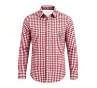 Generisch Camicia a maniche corte in tinta unita con strisce verticali da uomo, comoda da indossare tutti i giorni, Vino, 3XL