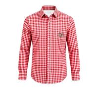 Generisch Camicia a maniche corte in tinta unita con strisce verticali da uomo, taglio comodo, versatile, da indossare nella vita di tutti i giorni, Colore: rosso, 3XL