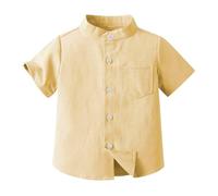 Generisch Camicia a maniche corte monopetto, multicolore opzionale per ragazzo 128, giallo., 2 anni