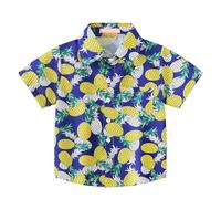 Generisch Camicia a maniche corte per, per casual, multicolore, con bottoni e camicia a maniche corte sottile, giallo., 10-11 Jahre