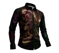 Generisch Camicia a maniche lunghe con motivi medievali, design elegante per festival, tempo libero, tessuti traspiranti più comodi, Multicolour2, 3XL