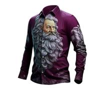 Generisch Camicia a maniche lunghe da uomo in casual taglie forti con vestibilità comoda come camicia casual alla moda con pratico design pieghevole per occasioni eleganti, Colore: rosso, L