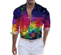 Generisch Camicia a maniche lunghe da uomo Mardi 2026 con numeri, camicia a maniche lunghe stampata 3D con bottone, Colore: rosso, XXL