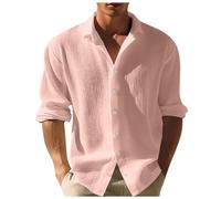 Generisch Camicia a nido d'ape, da uomo, a maniche lunghe, in mussola, normale, a maniche lunghe, estiva, per il tempo libero, per la primavera, l'estate, Colore: rosso, M