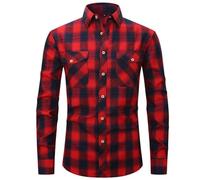 Generisch Camicia a quadri, a maniche lunghe, con bottoni, casual, da uomo, con classico motivo a diamanti, versatile, per tutti i giorni, tempo libero, indossabile tutto l'anno, qualità facile da