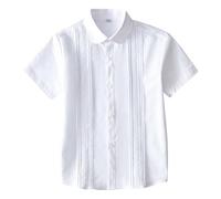 Generisch Camicia bianca a maniche corte per ragazze, estiva, per la scuola, per bambini e bambine, abbigliamento casual, Bianco2., 130/57