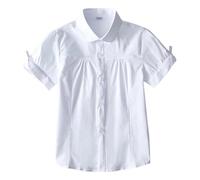 Generisch Camicia bianca a maniche corte per ragazze, estiva, per la scuola, per bambini e bambine, abbigliamento casual, Bianco4., 63 /150