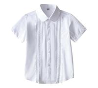 Generisch Camicia bianca a maniche corte per ragazze, estiva, per la scuola, per bambini e bambine, abbigliamento casual, Bianco5., 60 /140