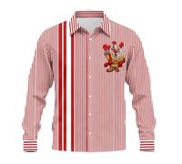 Generisch Camicia casual a maniche lunghe con motivo clown di carnevale per feste divertenti, feste come costume insolito, Colore: rosso, M