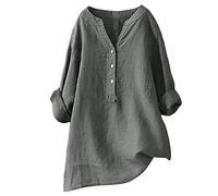 Generisch Camicia casual da donna con bottoni e colletto alto, maniche lunghe. Una camicia casual da donna della collezione Plus Size Tops. Moderna e comoda maglietta per un abbigliamento elegante per