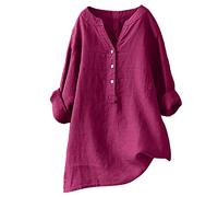 Generisch Camicia casual da donna con bottoni e colletto alto, maniche lunghe. Una camicia casual da donna della collezione Plus Size Tops. Moderna e comoda maglietta per un abbigliamento elegante per
