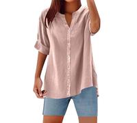 Generisch Camicia casual da donna con design a bottoni, in morbido cotone con colletto classico. L'abbottonatura continua garantisce una vestibilità comoda nella vita quotidiana estiva per l'uso