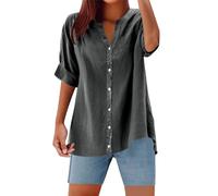 Generisch Camicia casual da donna con design a bottoni, in morbido cotone con colletto classico. L'abbottonatura continua garantisce una vestibilità comoda nella vita quotidiana estiva per l'uso