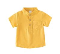 Generisch Camicia casual da ragazzo in stile Henley combinata con colletto alto, maglietta a maniche corte con abbottonatura e tasca sul petto, maglietta estiva per tutti i giorni e il tempo libero